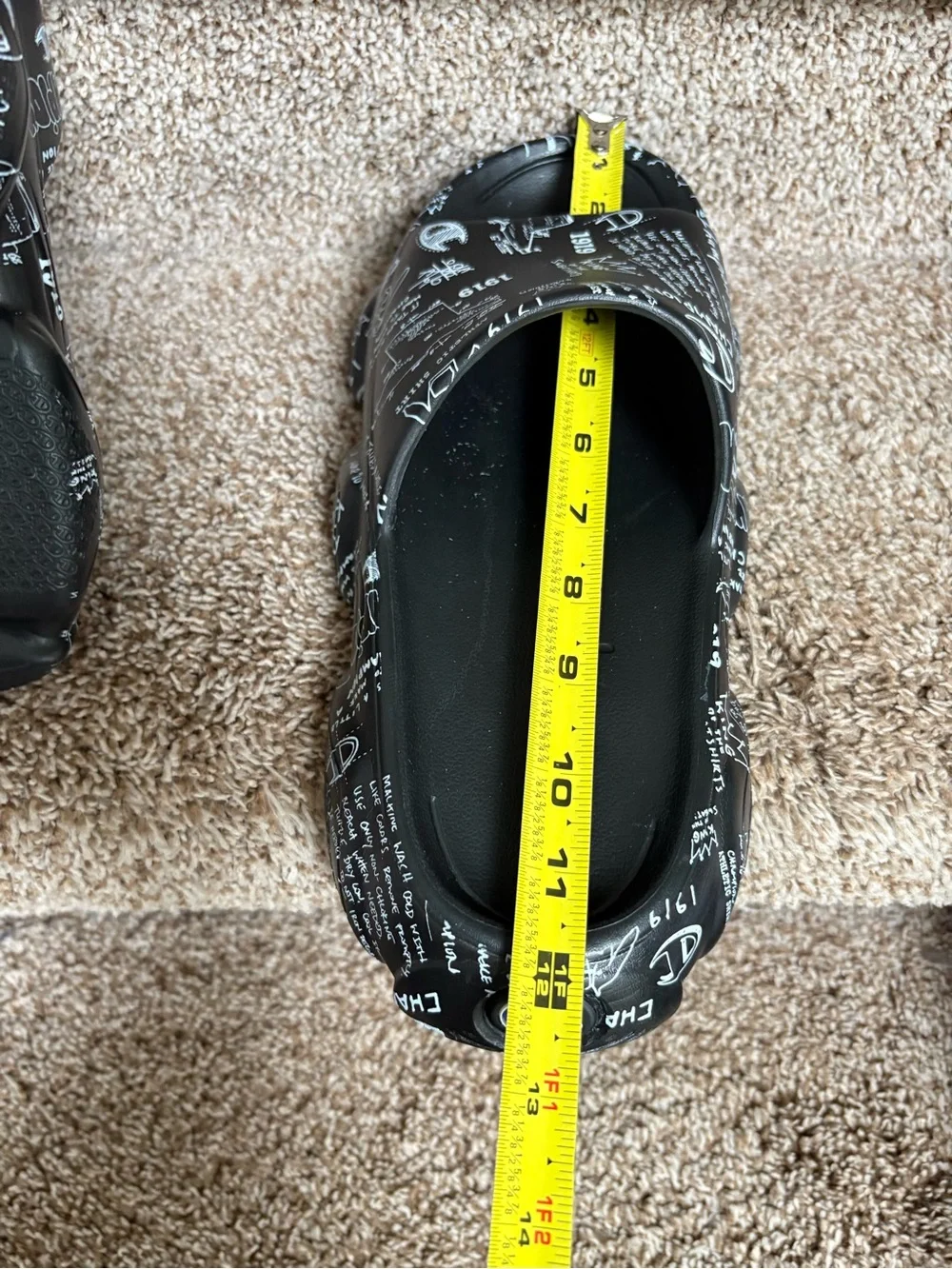 Champion Men’s Black Platform Slides with White Graphic Logo Print